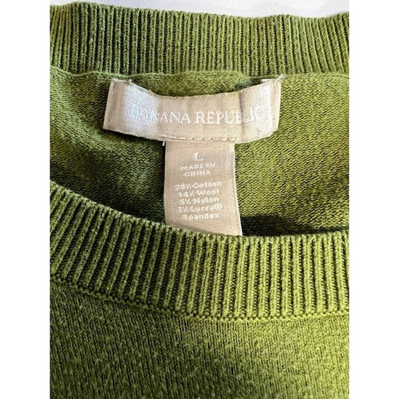 Banana Republic Womens Striped Sweater~Size L~Olive/Ivory Tunic Top ~ L7 04 - Picture 10 of 11